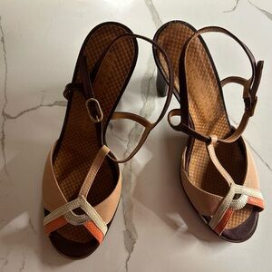 Chie Mihara t-strap leather sandals with block heel